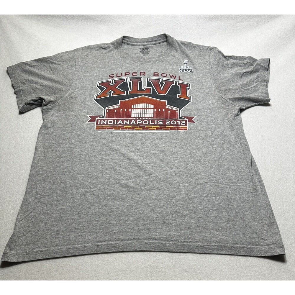 Super Bowl XLVI Indianapolis 2012 Gray Shirt Men's NFL Team Apparel Size 2XL XXL